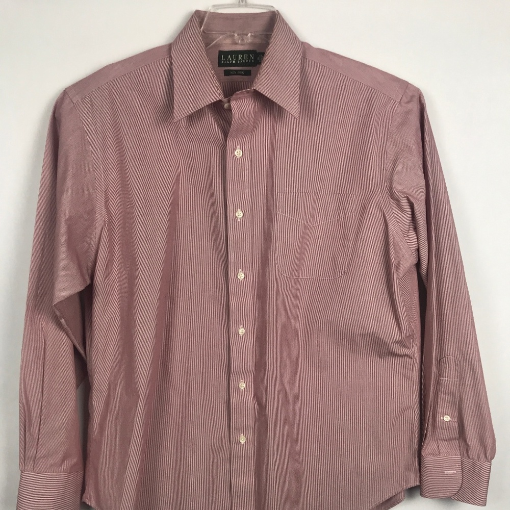 LAUREN by Ralph Lauren Maroon White Pinstripe 16
